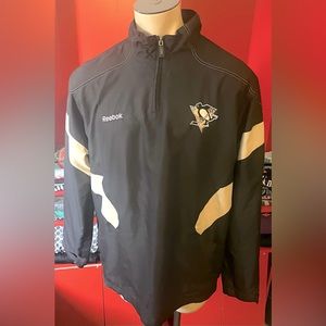 NHL REEBOK Pittsburgh Penguins Black Half Zip Team Jacket X Size : XL